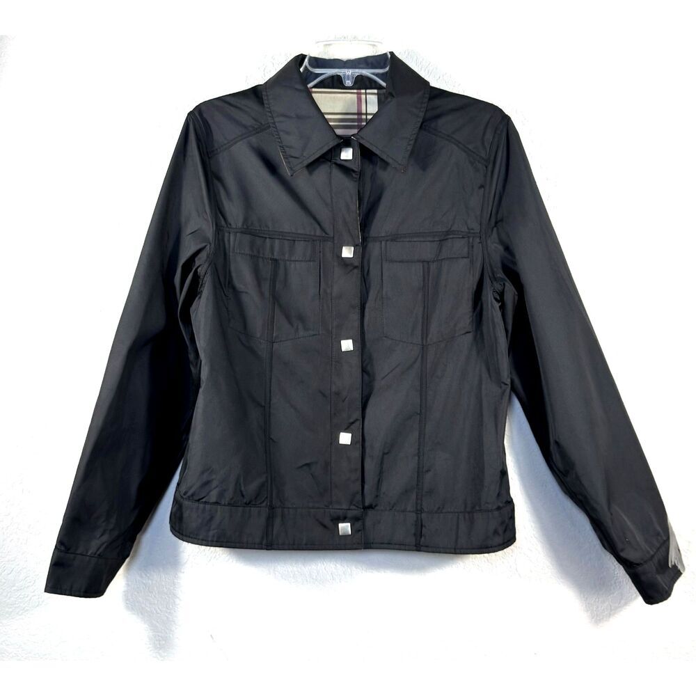 Utex Women's Reversible Snap-Front Jacket Size Medium Black Plaid